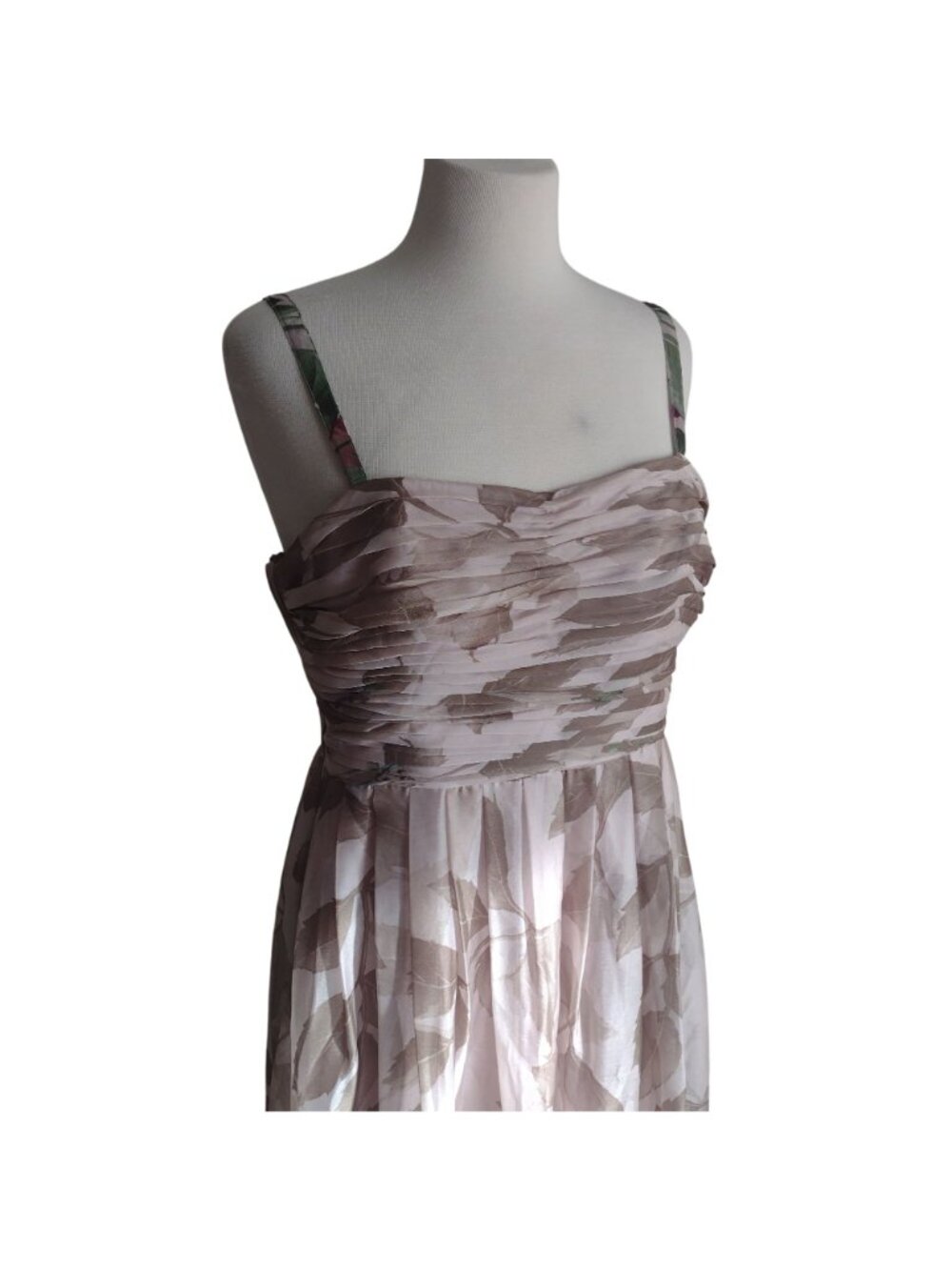 Adrianna Papell Floral Chiffon Formal Dress 12 Beige Magenta Glam Prom Dress - Picture 6 of 12